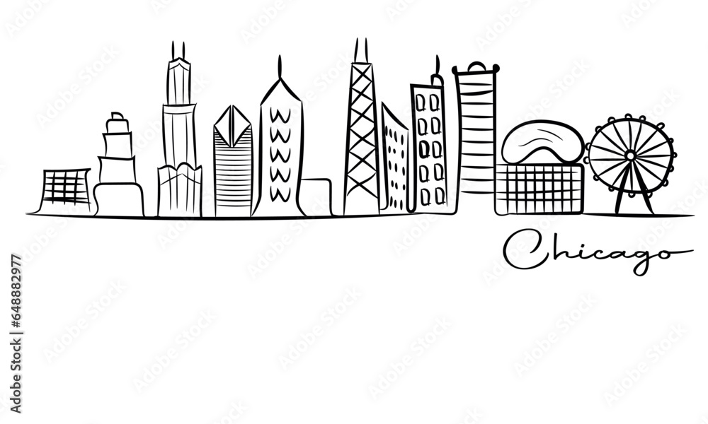 Chicago city skyline doodle 
