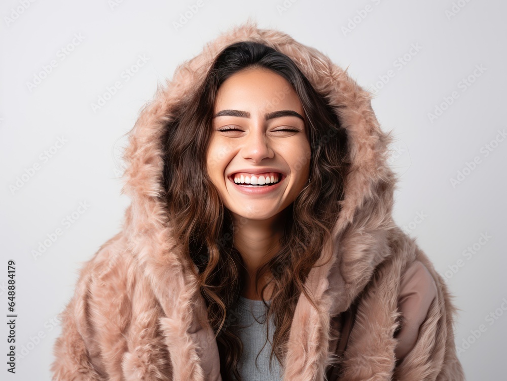 Joyful Indian Girl Celebrates Winter in Trendy Attire, Infectious Smile Radiates Warmth and Happiness Joyful Indian Girl Celebrates Winter in Trendy Attire, Infectious Smile Radiates Warmth and Happiness