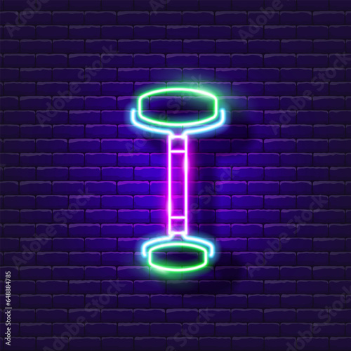Guasha roller Facial massager neon icon. Beauty and youth concept