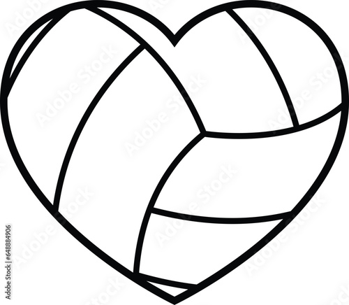 Volley ball shaped heart clipart vector. Heart with Volley ball symbol
