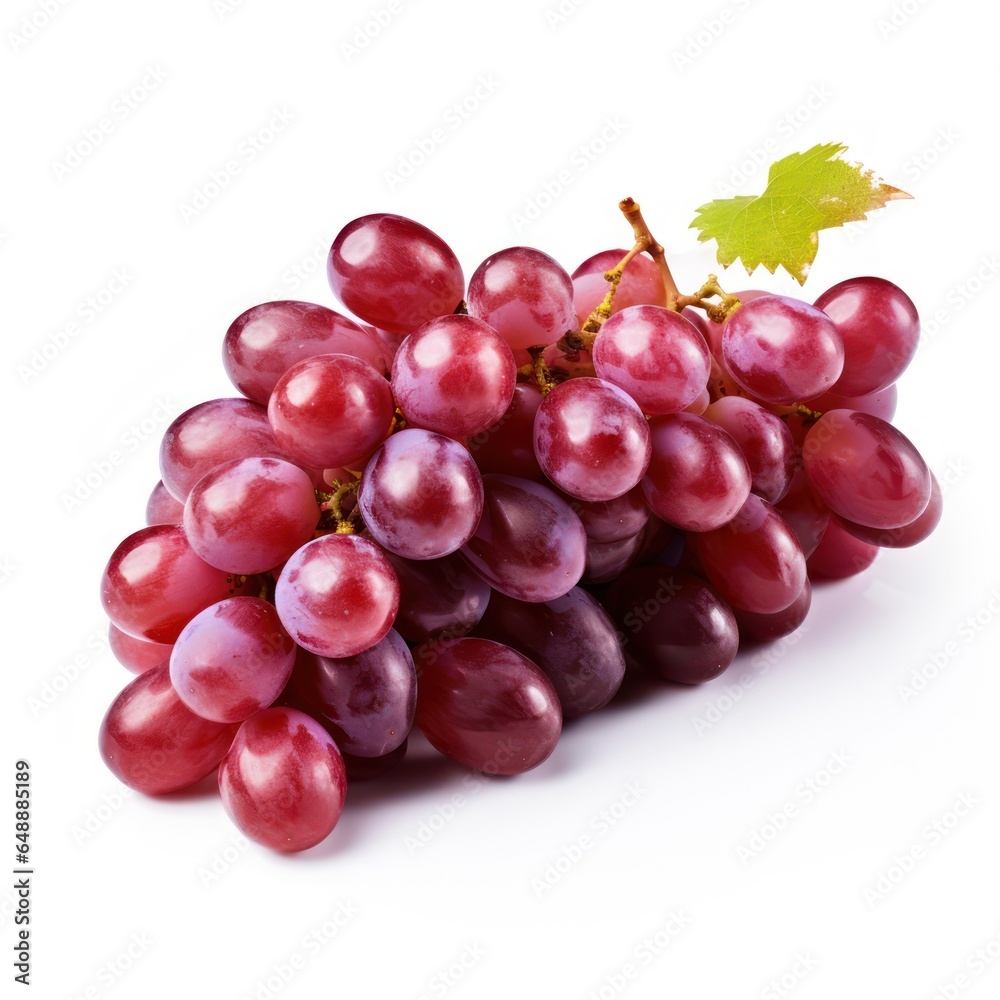 Cluster of Juicy Red Grapes, Isolated on White Background Cluster of Juicy Red Grapes, Isolated on White Background