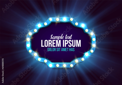 Shining retro billboard. Vintage bright sign board for your design. Vector illustration.