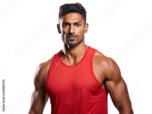 Indian Athlete in Workout Gear, Isolated on White Background