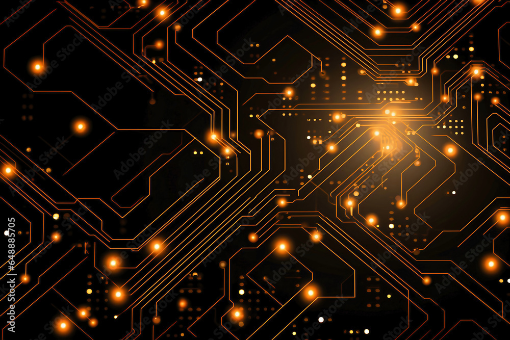 The printed circuit board of a modern computer. Motherboard for electronic systems and equipment.