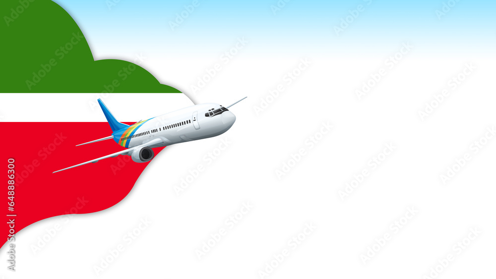 3d illustration plane with Tatarstan flag background for business and travel design 3d illustration plane with Tatarstan flag background for business and travel design