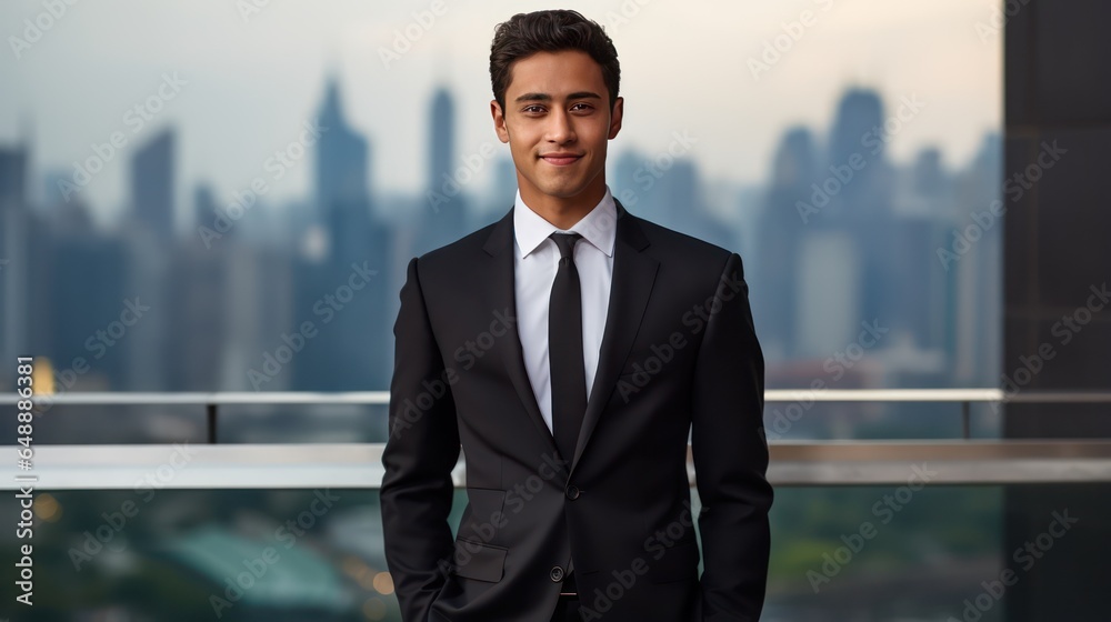 Confident Young Man in Tailored Black Suit for Formal Event in India