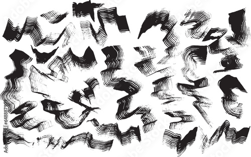 Grunge Dry Brush Ink Strokes Free Hand Set.