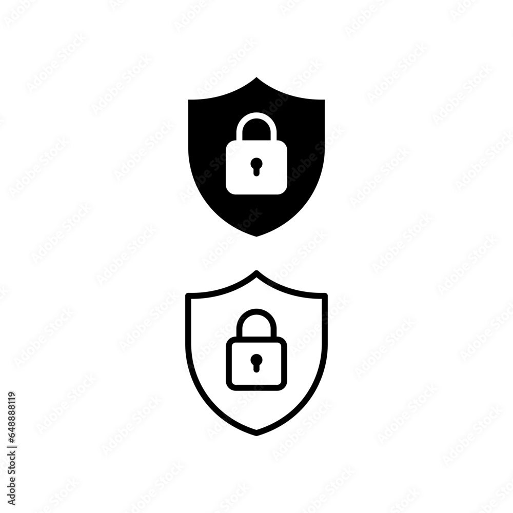 Padlock security icon. line and solid style. Shield Lock cyber security. antivirus protection. password and lock badge. private and secured access vector illustration design on white background EPS 10 Padlock security icon. line and solid style. Shield Lock cyber security. antivirus protection. password and lock badge. private and secured access vector illustration design on white background EPS 10