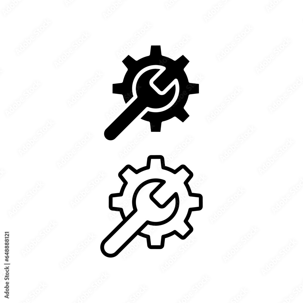 maintenance icon. web setting line and solid style. Service Tools with gear and wrench for service setup logo. setting engineering mechanical sign vector illustration design on white background EPS 10 maintenance icon. web setting line and solid style. Service Tools with gear and wrench for service setup logo. setting engineering mechanical sign vector illustration design on white background EPS 10