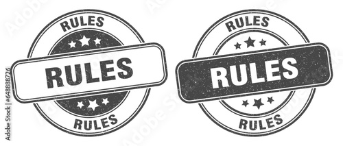 rules stamp. rules label. round grunge sign