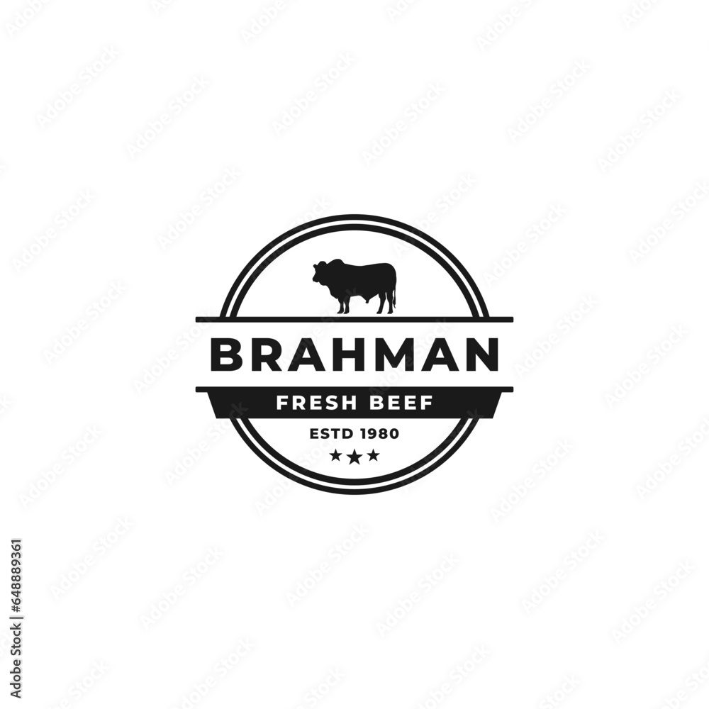Brahman Cattle Logo or Brahman Cattle Label Vector. Best Brahman Cattle logo for product packaging design element, print design and more.