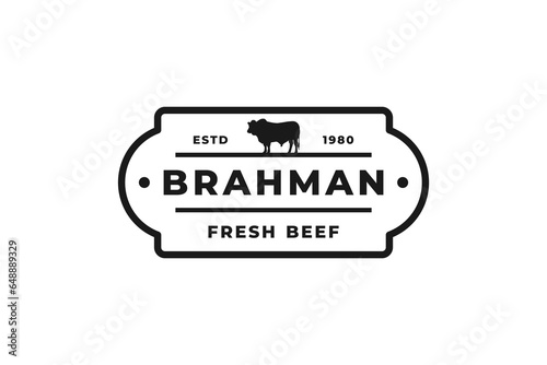 Brahman Cattle Logo or Brahman Label Vector Isolated. Best Brahman Cattle logo for product packaging design element, print design and more.