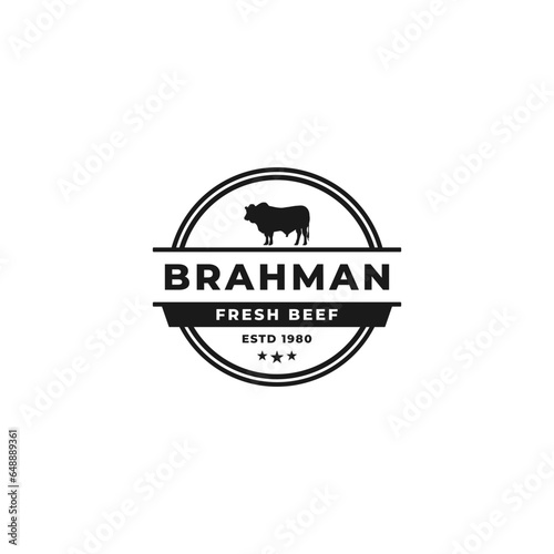 Brahman Cattle Logo or Brahman Cattle Label Vector. Best Brahman Cattle logo for product packaging design element, print design and more.