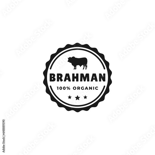 Brahman Cattle Logo or Brahman Cattle Label Vector Isolated. Best Brahman Cattle logo for product packaging design element, print design and more.