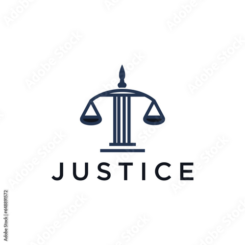 Law firm logo. Sword and scales of justice icon. Corporate lawyer symbol. 