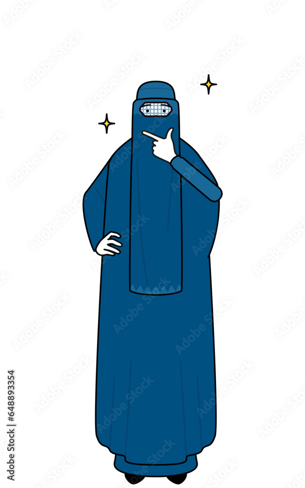 Muslim woman in burqa in a confident pose.