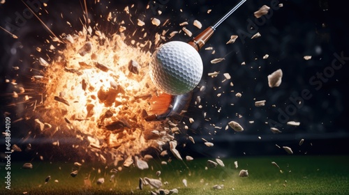 Golfer hit sweeping driver after hitting golf ball down the fairway