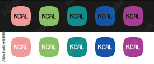 Set Kcal icon isolated on isolated on black and white background. Health food. Vector