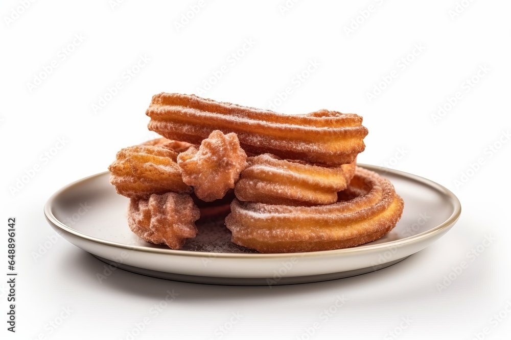 Golden Churros on a Plate . Generative AI