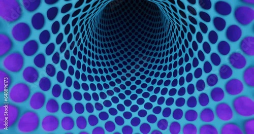 Hallucinogenic nauseating mesh blue and pink endless tunnel, seamless animation, 3d rendering photo