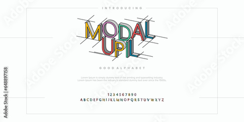 Modern abstract digital alphabet font. Minimal technology typography, Creative urban sport fashion futuristic font and with numbers. vector illustration