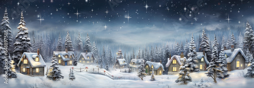 panoramic view of the Christmas village in the snow © mila103