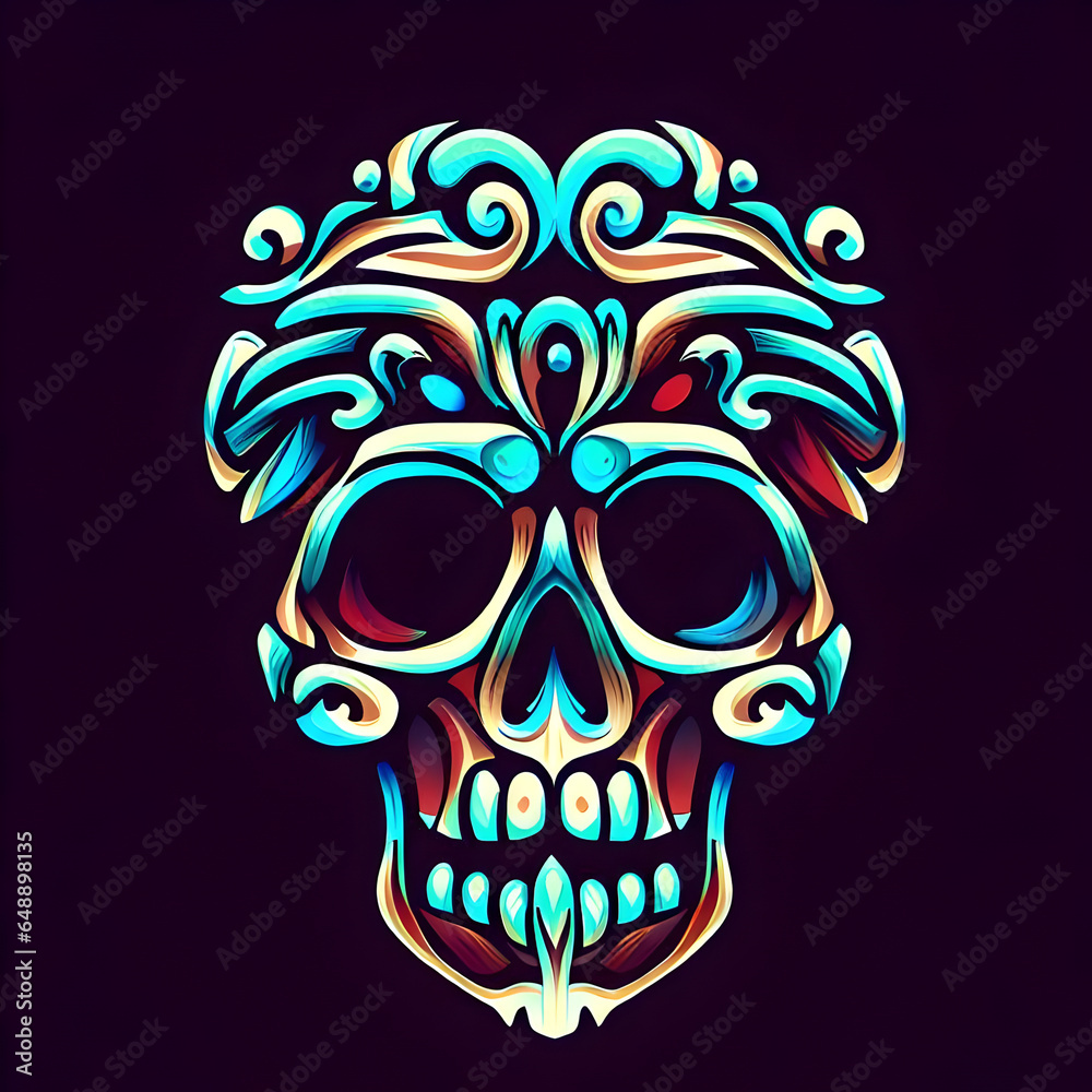 Obraz premium Tribal colourful skull