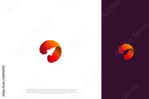 launch rocket logo rounded icon design, rocket launch logo template for startup business technology. Vector design template