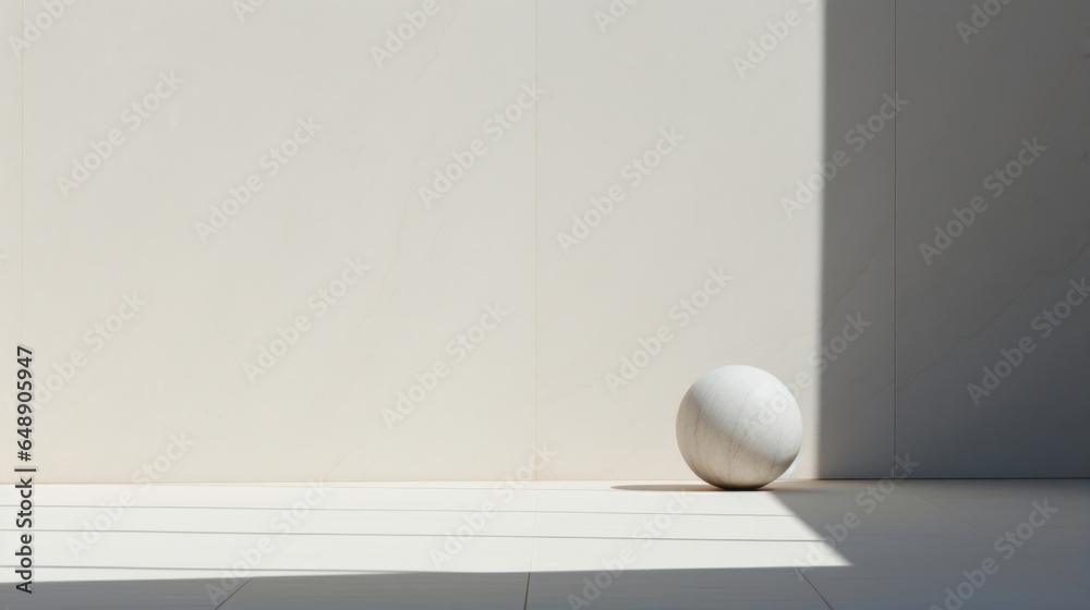 A clean and minimalist marble sphere still life, pure simplicity. Generative AI. A clean and minimalist marble sphere still life, pure simplicity. Generative AI.