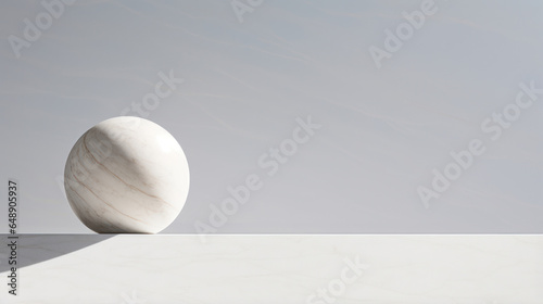 A clean and minimalist marble sphere still life  pure simplicity. Generative AI.
