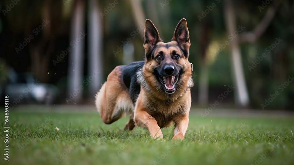 german shepherd dog on grass , in the park german shepherd dog on grass , in the park