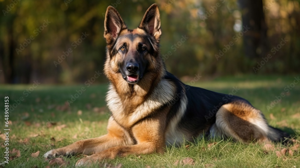 german shepherd dog on grass , in the park german shepherd dog on grass , in the park