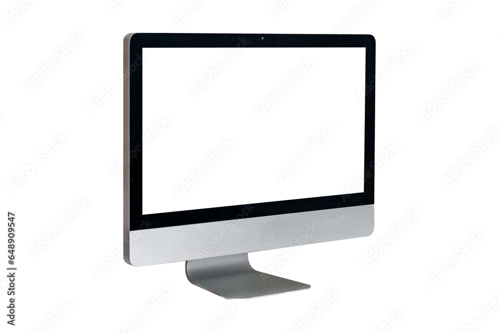 Computer display with blank screen isolated on white background.