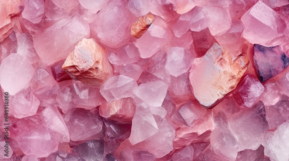 Close-Up Pink Rock Crystal Stone Texture. Stunning Background Details