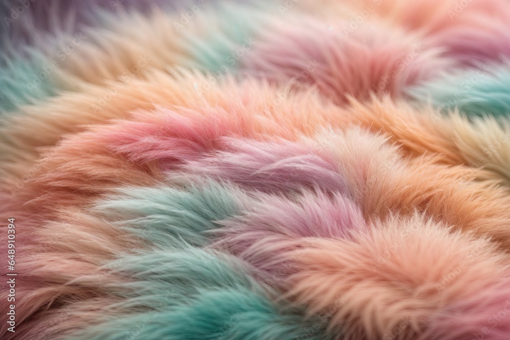 Obraz premium A closeup of a textured colorful pastel fur texture background. ai generative