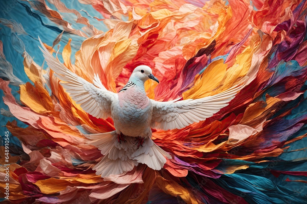 Obraz premium Abstract art Colorful painting art of a dove Holy Splash. ai generative