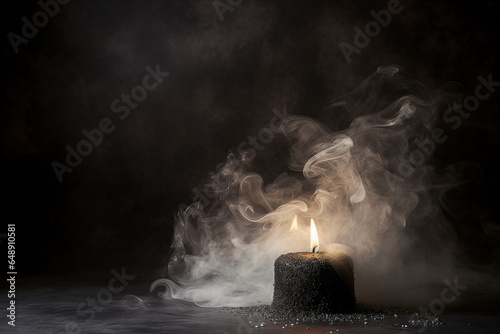blow candle dust on black background