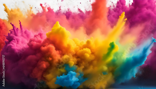 colorful rainbow holi paint color powder explosion upscaled, a group of colored smokes on a white surface with a white background Abstract painting background texture printing process stock image