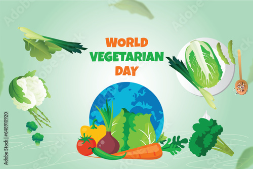 Free vector hand drawn world vegetarian day background