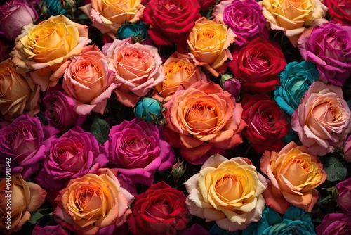 multicolored roses gradient background. ai generative