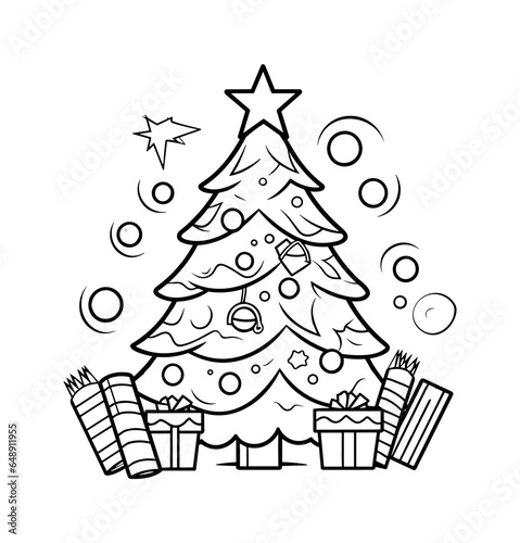 Christmas tree with gifts coloring page - coloring book