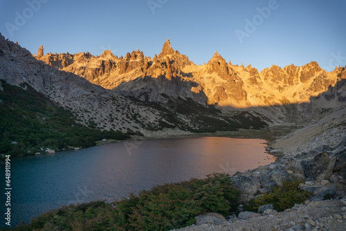 View of the mountains and lake at sunrise