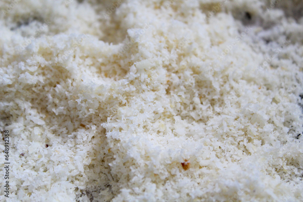 Coconut flakes, Heap of coconut flakes, Coconut powder Coconut flakes, Heap of coconut flakes, Coconut powder