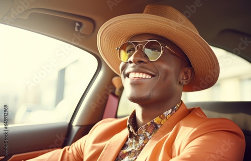 Black Male Good Looking In Car Backdrop Generative AI © Johnathan