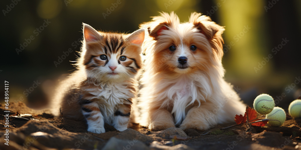 Obraz premium Hund und Katze