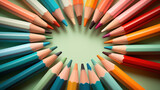 Vividly circled color pencils, an artistic spectrum of creative potential.