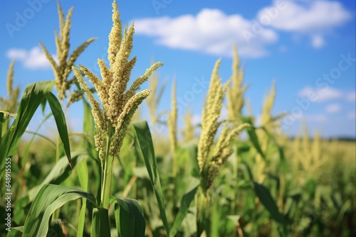 Green Agricultural Field with Sorghum Sudan Grass - Nature's Bounty of Lush and Sustainable Farming for Summer Food Production photo