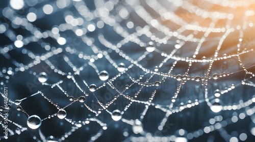 Fototapeta spider web with dew drops