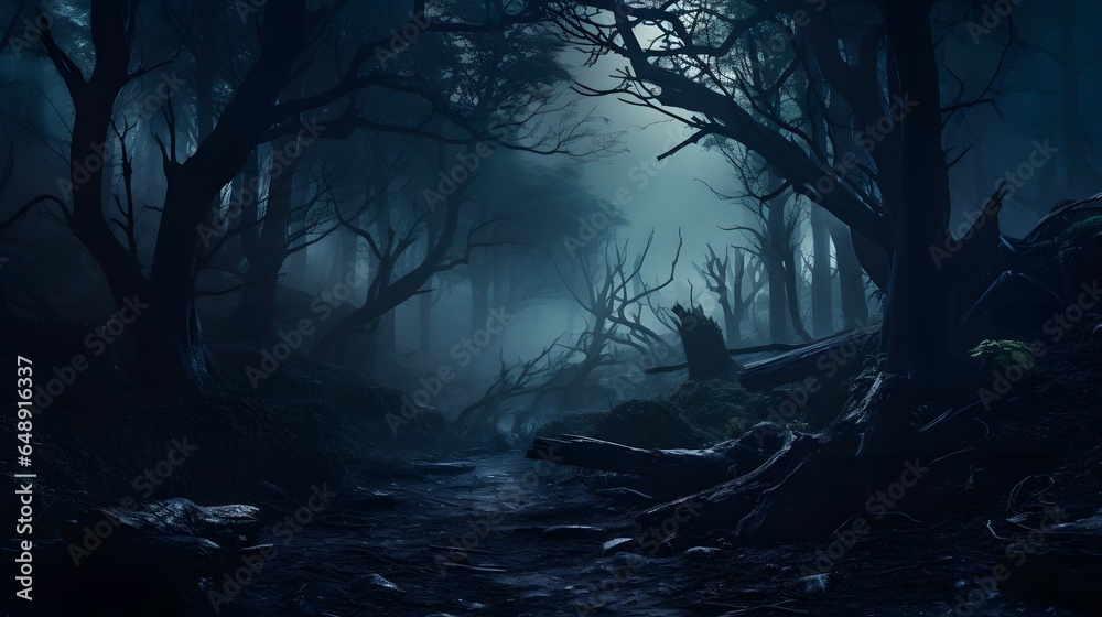 spooky halloween night forest