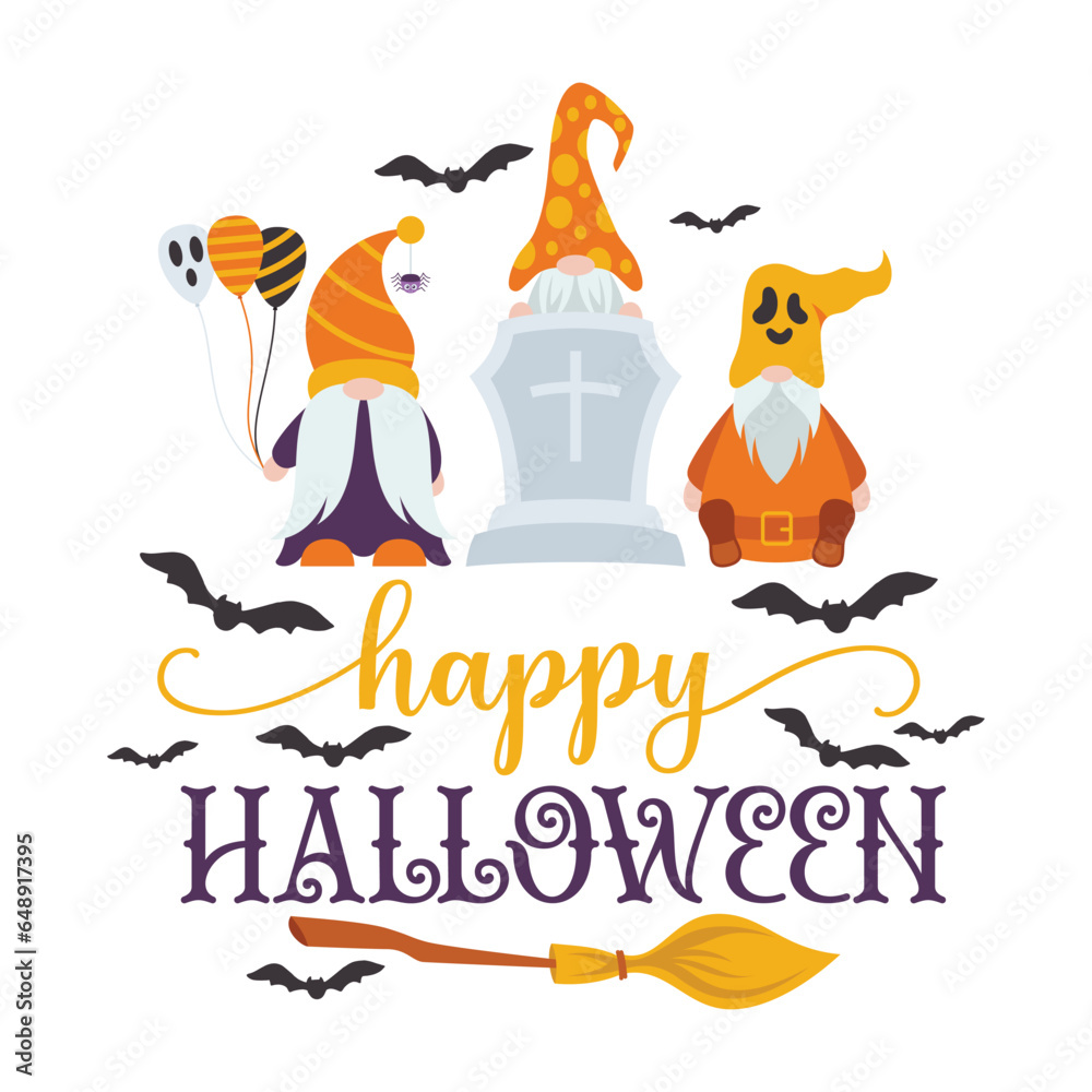 Fototapeta premium Happy Halloween vector lettering. Holiday lettering for banner. Happy Halloween poster, greeting card, party invitation. Vector illustration.